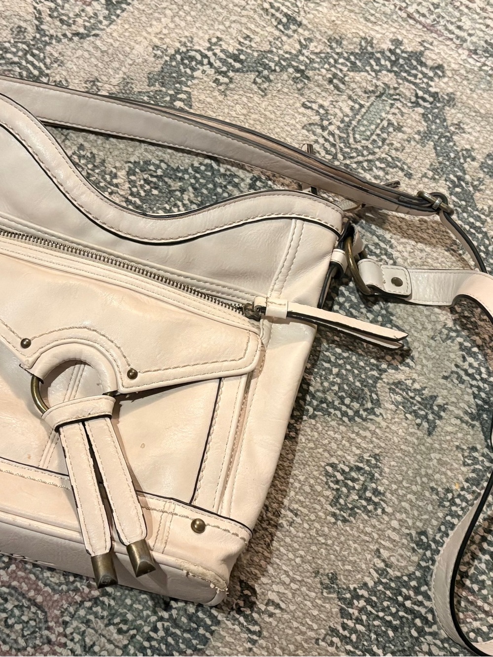 Cream Leather Women's Crossbody Bag - b.o.c